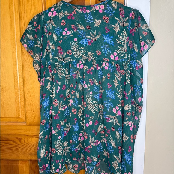 Everly Green Floral boho Blouse - Picture 4 of 6